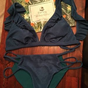 NWT Teal Ruffle Cupshe Bikini